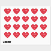 Cute Love Heart Custom Text Name Modern Valentine ハートシール (シート)