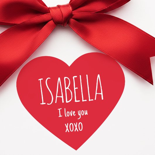 Cute Love Heart Custom Text Name Modern Valentine ハートシール