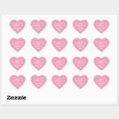 Cute Love Heart Custom Text Name Pink Birthday ハートシール (シート)