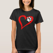Cute Love Heart Dog Cat Paw Print Tシャツ (正面)
