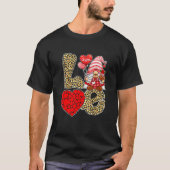 Cute Love Heart Gnome Leopard Cheetah Print Valent Tシャツ (正面)