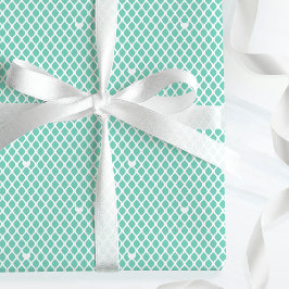 Cute Love Heart Lattice Mesh Pretty Mint Birthday ラッピングペーパー