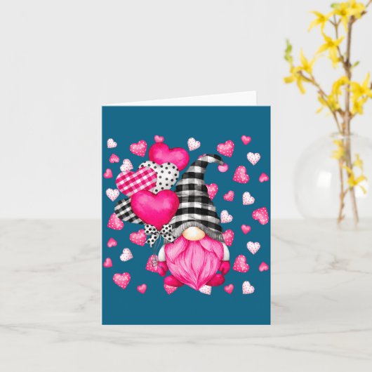 Cute Love Heart Pattern For Her Nk Valentines Gnom カード (黄色い花)