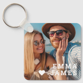 Cute Love Heart Photo Couples Personalized Names キーホルダー
