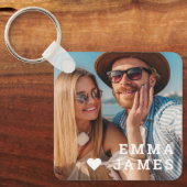 Cute Love Heart Photo Couples Personalized Names キーホルダー (正面)