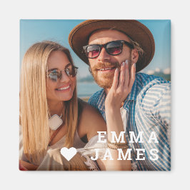 Cute Love Heart Photo Couples Personalized Names マグネット