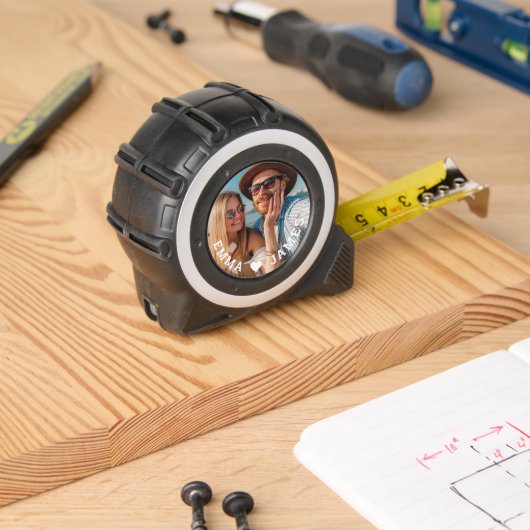 Cute Love Heart Photo Couples Personalized Names メジャー (ウッドワーク)