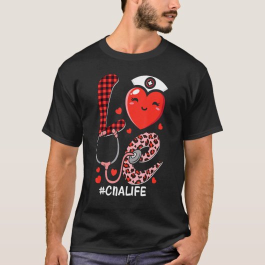 Cute Love Heart Stethoscope CNA Nurse Life Valenti Tシャツ (正面)