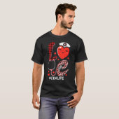 Cute Love Heart Stethoscope CNA Nurse Life Valenti Tシャツ (正面フル)