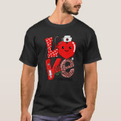 Cute Love Heart Stethoscope Pharmacy Tech Life Val Tシャツ (正面)