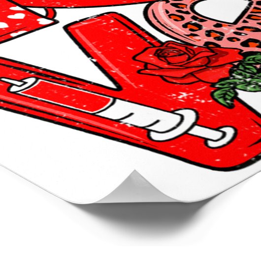 Cute Love Heart Stethoscope Phlebotomist Life Vale ポスター (角)