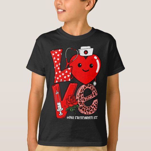 Cute Love Heart Stethoscope Phlebotomist Life Vale Tシャツ (正面)