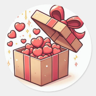 ​Cute Love Hearts Gift Box Sticker ラウンドシール