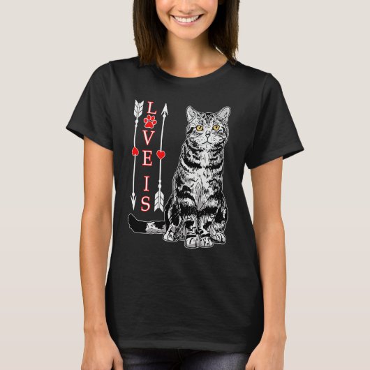 Cute Love is American Shorthair For Mom Dad Kids Tシャツ (正面)
