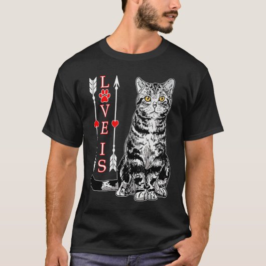 Cute Love is American Shorthair For Mom Dad Kids Tシャツ (正面)