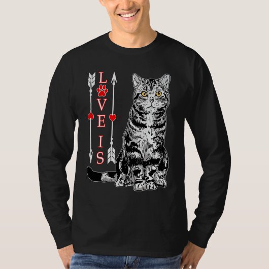 Cute Love is American Shorthair For Mom Dad Kids Tシャツ (正面)