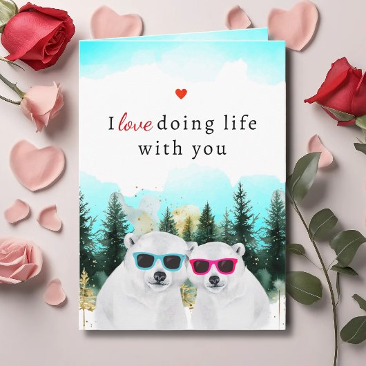 Cute Love Life With You Bears Valentine's Day Card シーズンカード