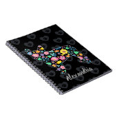 Cute Love My French Bulldog Floral Design ノートブック (右側)