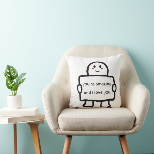 Cute Love Note Character Throw Pillow クッション (椅子)
