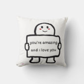 Cute Love Note Character Throw Pillow クッション (正面)