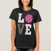 Cute Love Pickleball Player Leopard Print Pickle B Tシャツ (正面)
