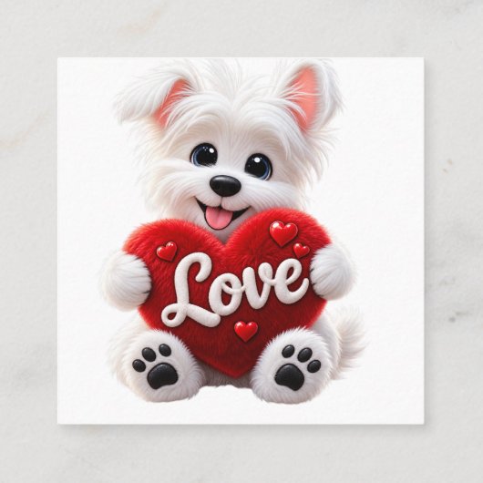 Cute Love Puppy Baby Desig スクエア名刺 (裏面)