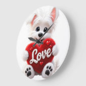 Cute Love Puppy Baby Desig ラージ壁時計 (傾斜)