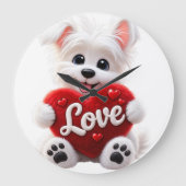 Cute Love Puppy Baby Desig ラージ壁時計 (正面)