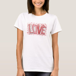 Cute Love Red and White Typography Valentines Day  Tシャツ