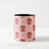 Cute Love Red Panda ツートーンマグカップ (中央)