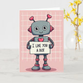 Cute Love Robot I Like You A Bot Card カード (黄色い花)