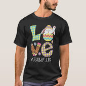 Cute Love Teacher Life Easter Bunny Egg Hunting Ba Tシャツ (正面)