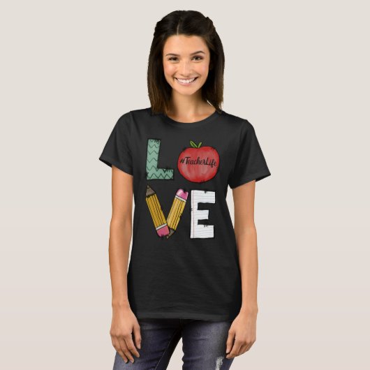 Cute Love Teaching Back to School I love Teachers  Tシャツ (正面フル)