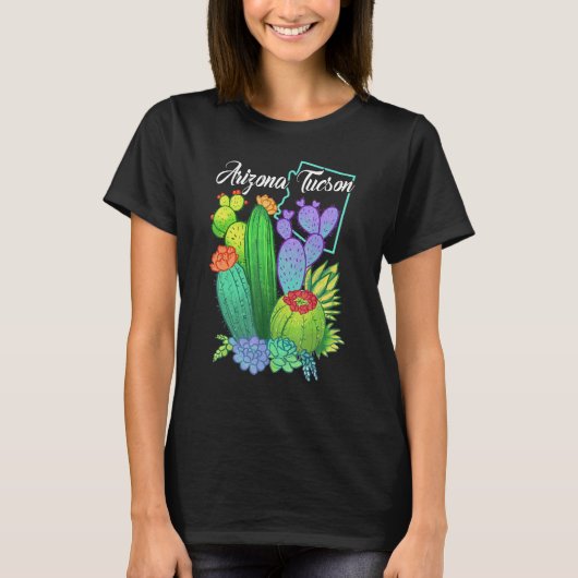 Cute Love Tucson Arizona Blooming Cactus Flowers Tシャツ (正面)