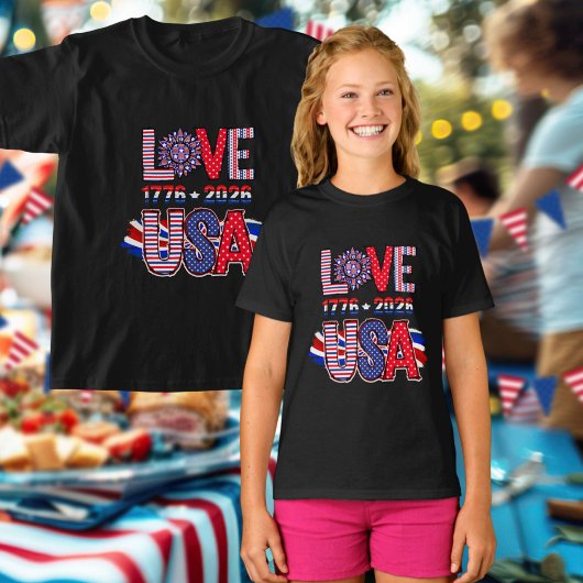Cute Love USA 1776 to 2026 America 250 Tシャツ