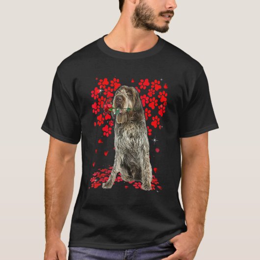 Cute Love Wirehaired Pointing Griffon Dog Valentin Tシャツ (正面)