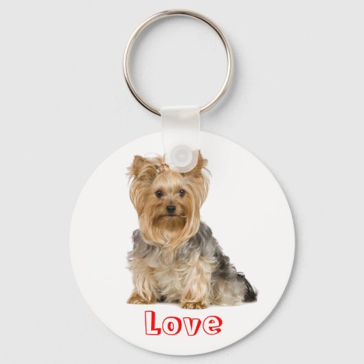 Cute Love Yorkshire Terrier Puppy Dog Key Chain キーホルダー (正面)