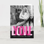 Cute Love You 3 Photos Valentine's Day Black Pink カード (正面)