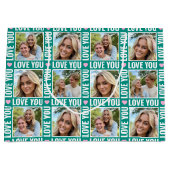 Cute Love You 4 Photo Collage Green Pink Heart ラージペーパーバッグ (正面)