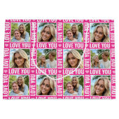 Cute Love You 4 Photo Collage Pink Heart Modern ラージペーパーバッグ (正面)