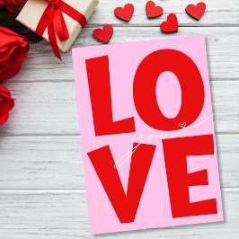 Cute Love You Pink Red Heart Valentine's day  シーズンカード