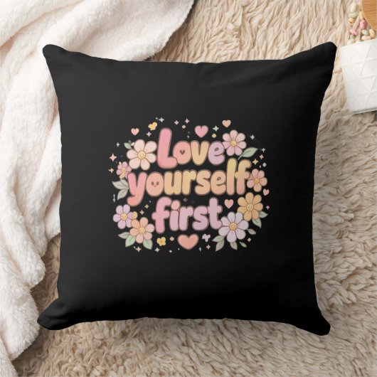 Cute Love Yourself Floral Quote Design | Gift Bag クッション (ブランケット)