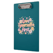 Cute Love Yourself Floral Quote Design | Gift Bag クリップボード (左)