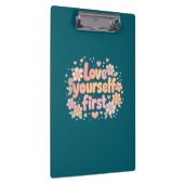Cute Love Yourself Floral Quote Design | Gift Bag クリップボード (右)