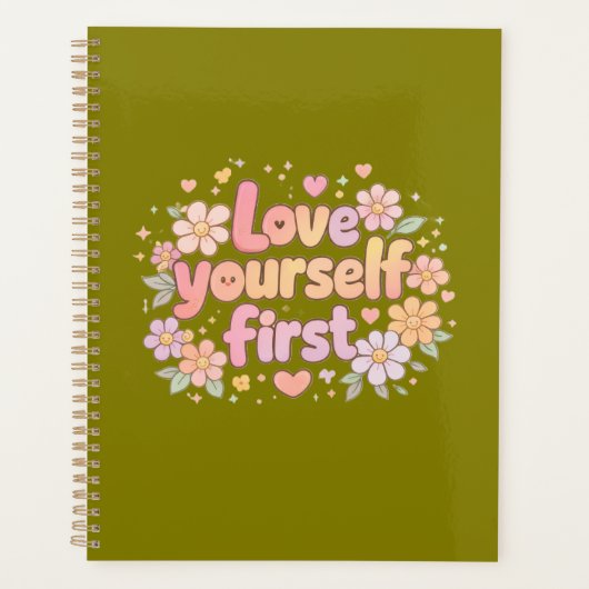 Cute Love Yourself Floral Quote Design | Gift Bag プランナー手帳 (正面)