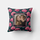 Cute Lovebird 1St Anniversary Throw Pillow For Old クッション (裏面)