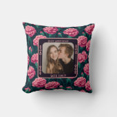 Cute Lovebird 1St Anniversary Throw Pillow For Old クッション (正面)