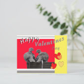 Cute Lovebirds Valentines Day Postcard ポストカード (スタンド正面)