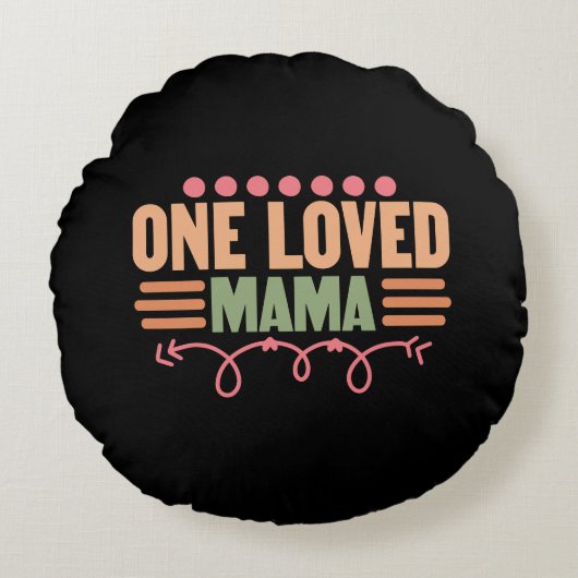 Cute loved Mama word art ラウンドクッション (正面)