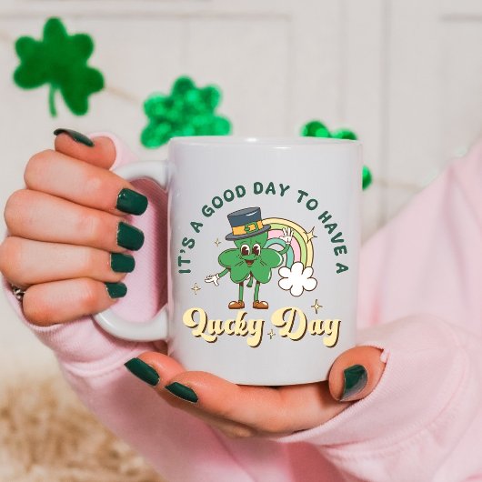 Cute Lucky Clover Retro Rainbow – St. Paddy’s Day コーヒーマグカップ
